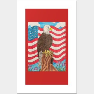 American Eagle with Flag Posters and Art